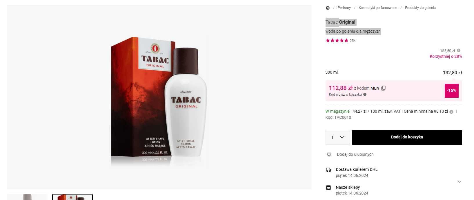 Tabac Original woda po goleniu dla mężczyzn 300 ML Sklep Gwarancja