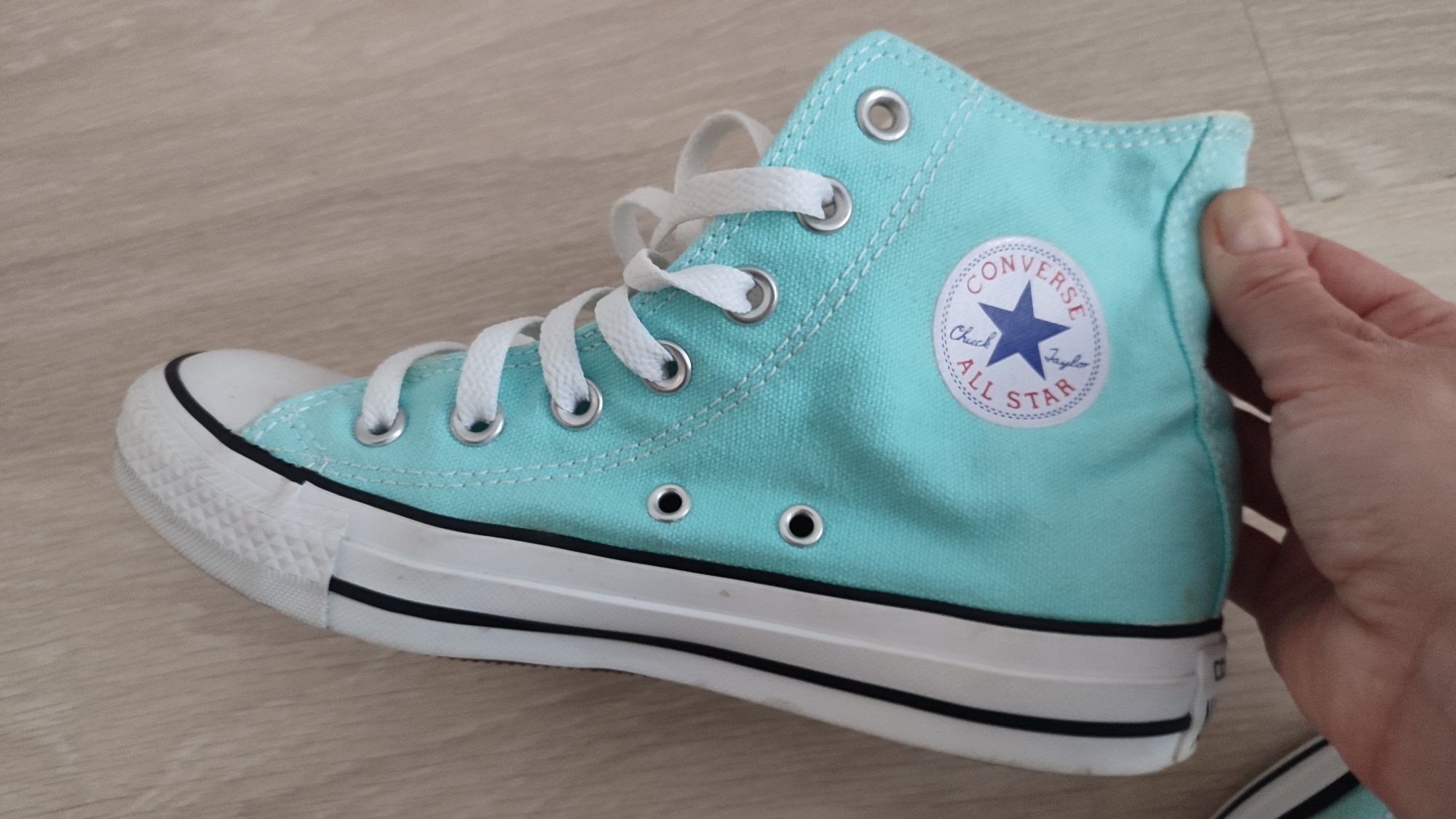 Damskie buty trampki do kostki sznurowane Converse rozm 36,5 cm turkus