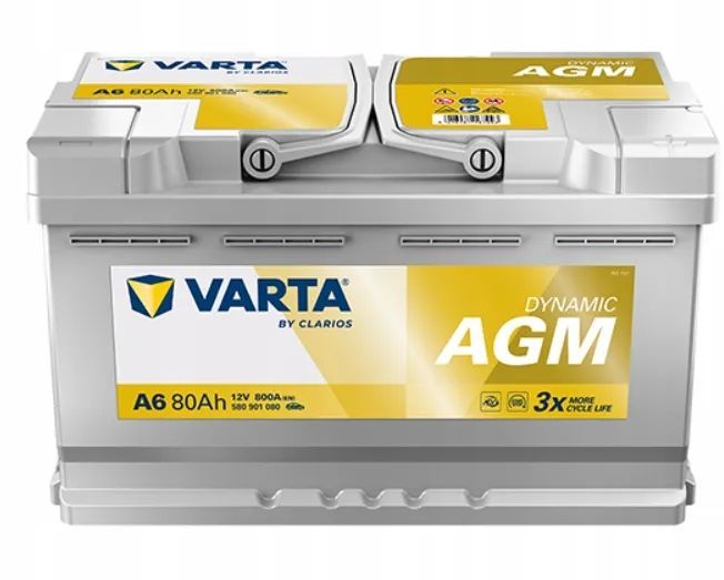 Akumulator Varta AGM 580901080 80Ah 800A P+ 12V