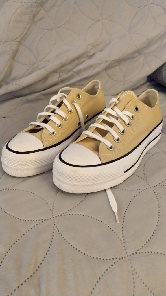 tenis com plataforma converse all star bege
