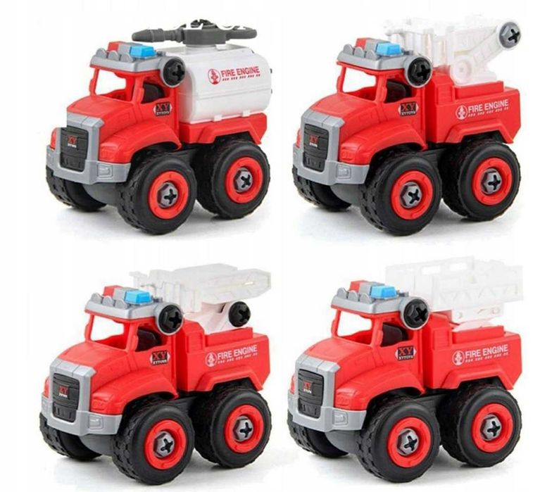 Straż Pożarna Auta Pojazdy specjalne do Skręcania - zestaw 4 szt