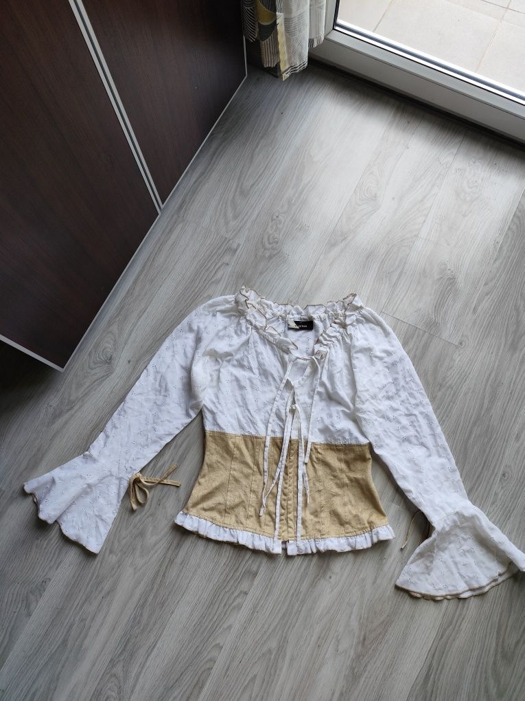 Vintage haftowana biała bluzka - boho/retro