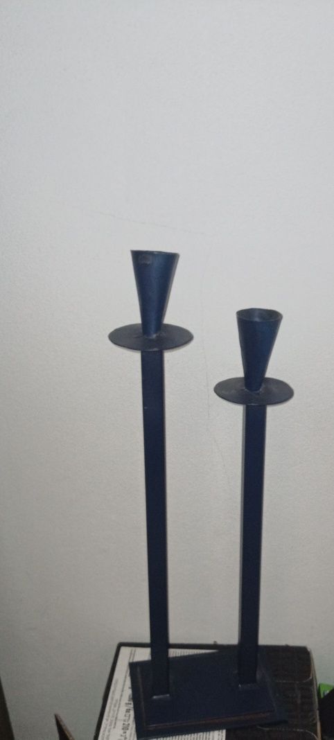 Porta velas metal azul