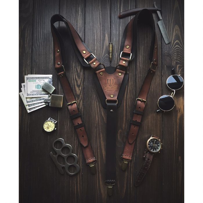 Кожаные подтяжки ручной работы KLAUSBERG Leather кожаные портупеи