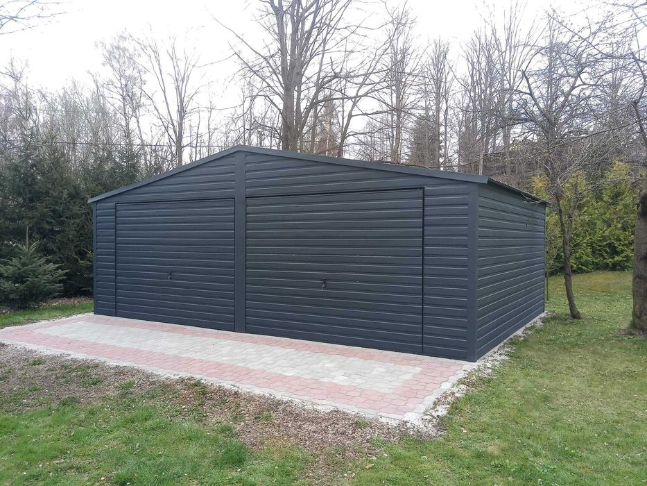 Garaż blaszany 7x5 profil ral 7016 grafit filc panel poziomy