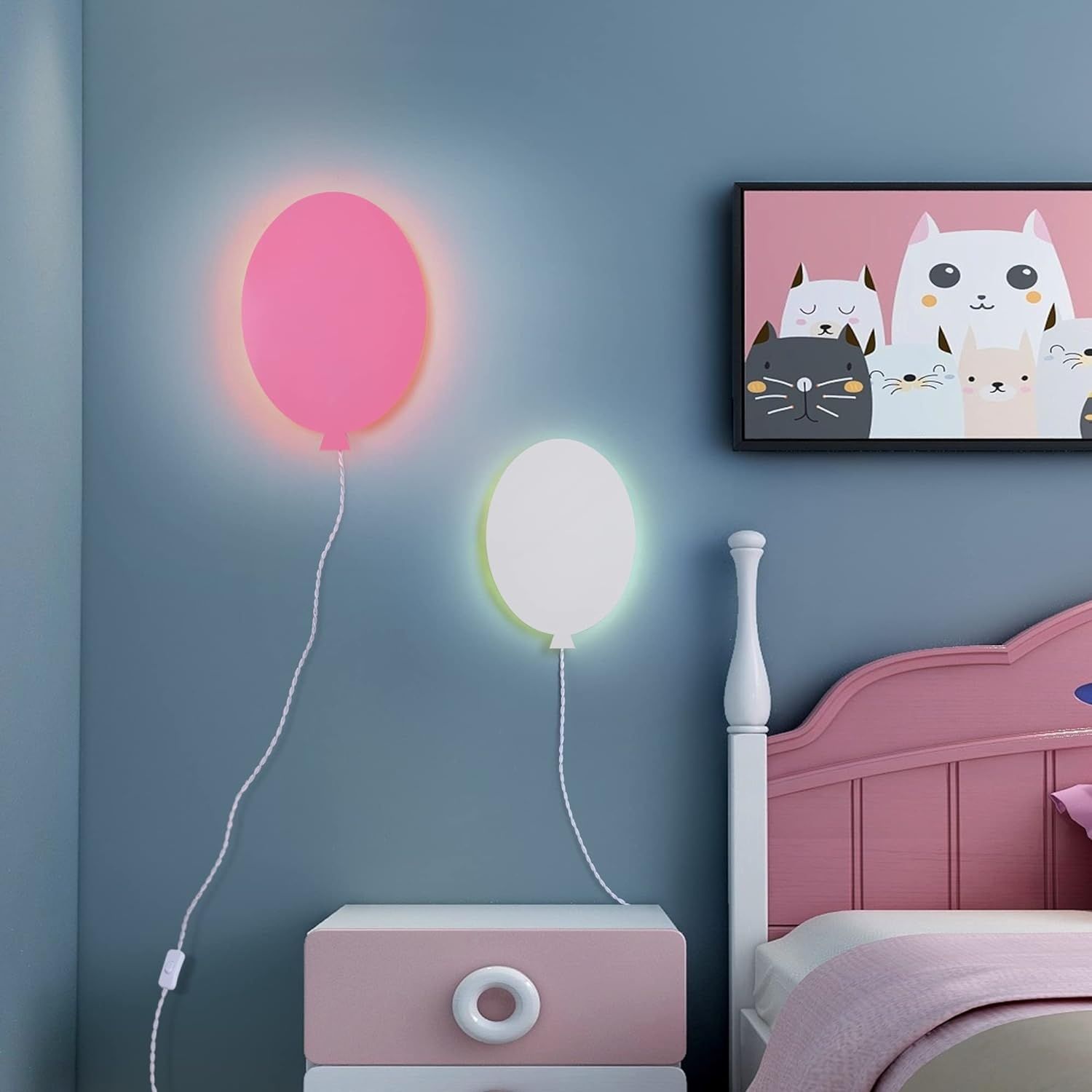 Lampa do pokoju dziecięcego, lampa ścienna LED RGB w kolorze białym
