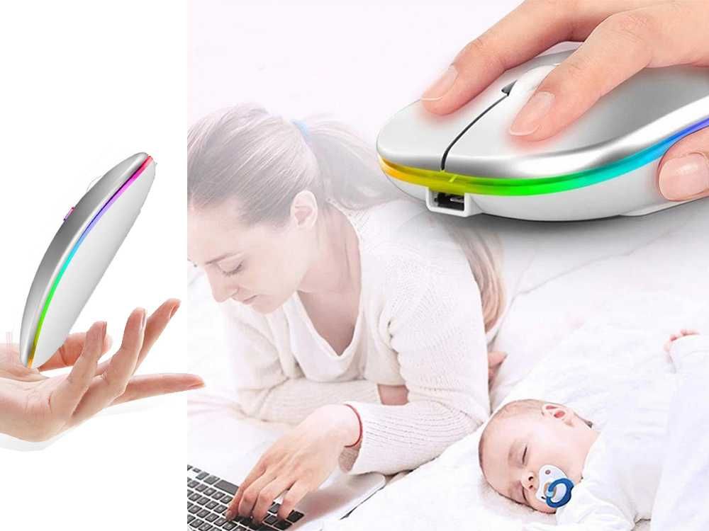Mysz optyczna bezprzewodowa slim 2,4 ghz bluetooth do laptopa PC biała