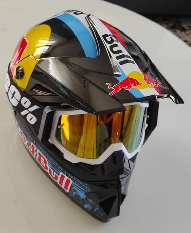 Kask Red Bull NOWY rozm.M+Gogle Motocross Cross-off road Enduro MTB
