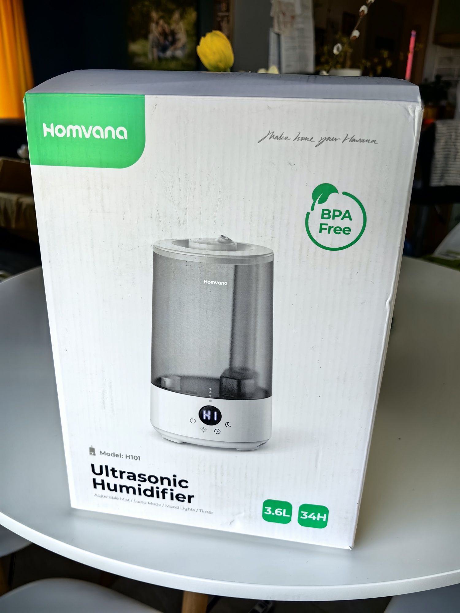 HOMVANA NAWILŻACZ POWIETRZA 3.6L 23 dB lampka 7 kolorów podświetlania