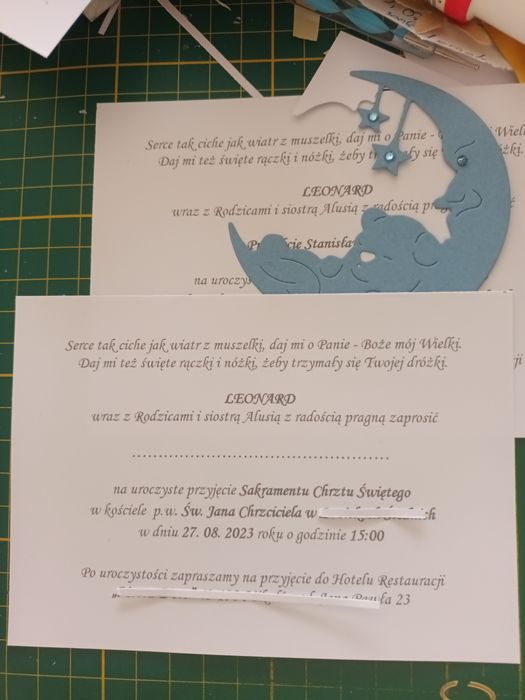 Zaproszenia na Chrzest I roczek