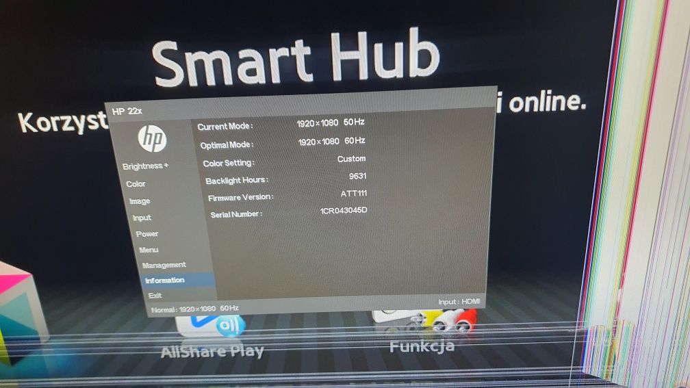 Monitor HP 22x 6ML40AA/AS 22cale Hdmi FullHD TN 144Hz 1ms Gamingowy