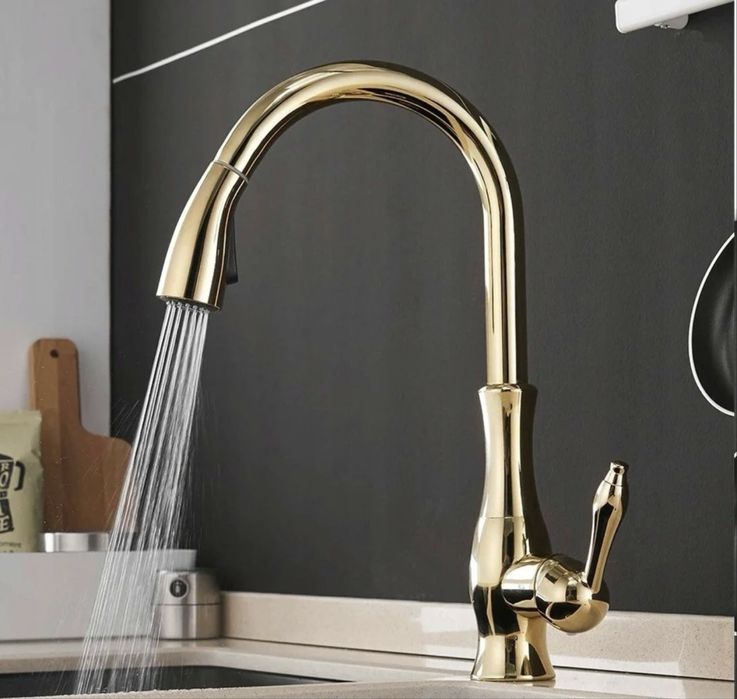 bateria kuchenna retro zloty wyciągana wylewka