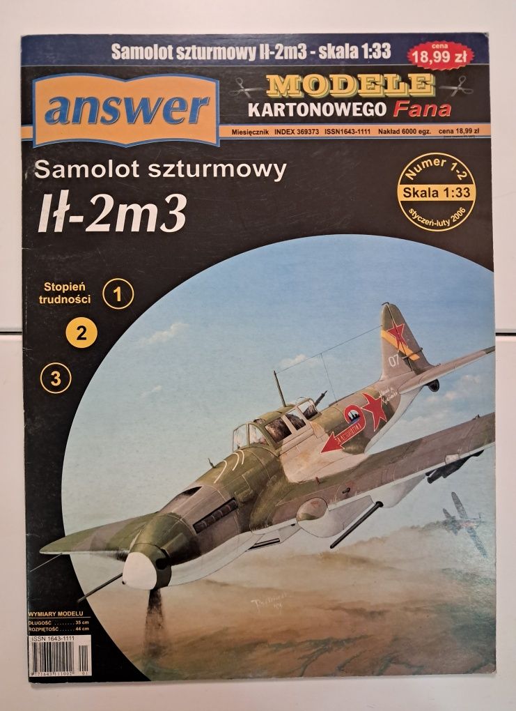 Model kartonowy samolotu Ił-2m3, 1/33