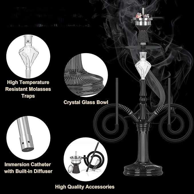 NOBLE HOOKAH Zestaw do Shishy 2 Węże Uchwyt Fajka Wodna Łapacz Melasy