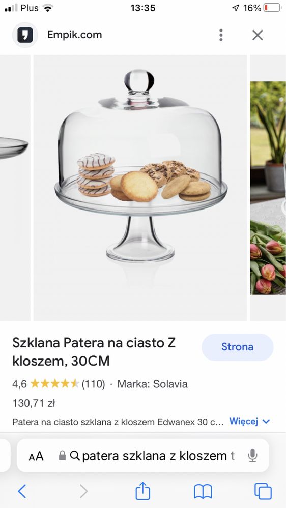 Patera szklana z kloszem na nóżce