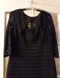 Czarna sukienka z koronkowym karczkiem, Wallis, rozmiar 14