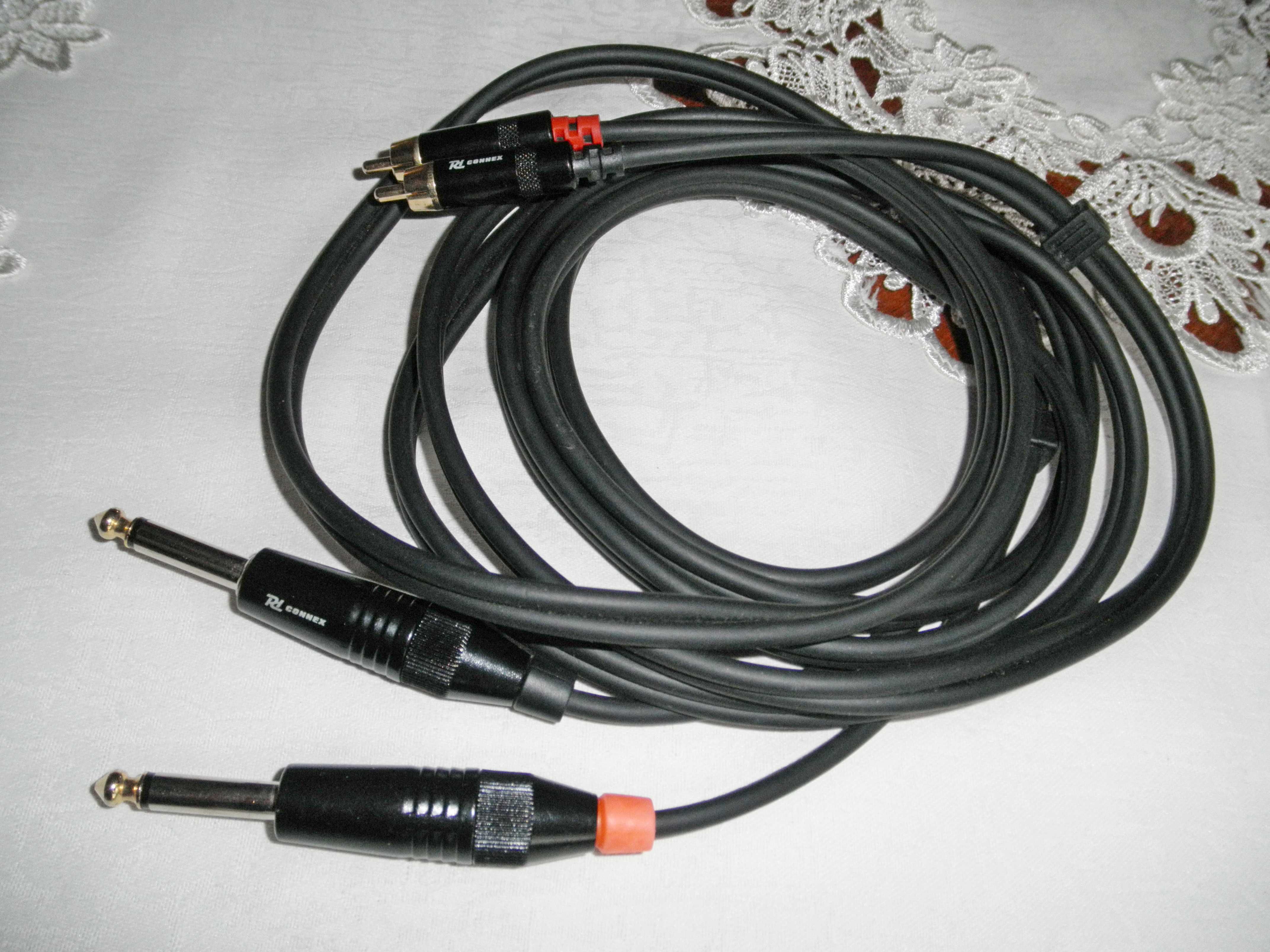 Kabel Rh CONNEX – 2x Jack 6,3 – 2x RCA - 3m. Przewód sygnałowy .