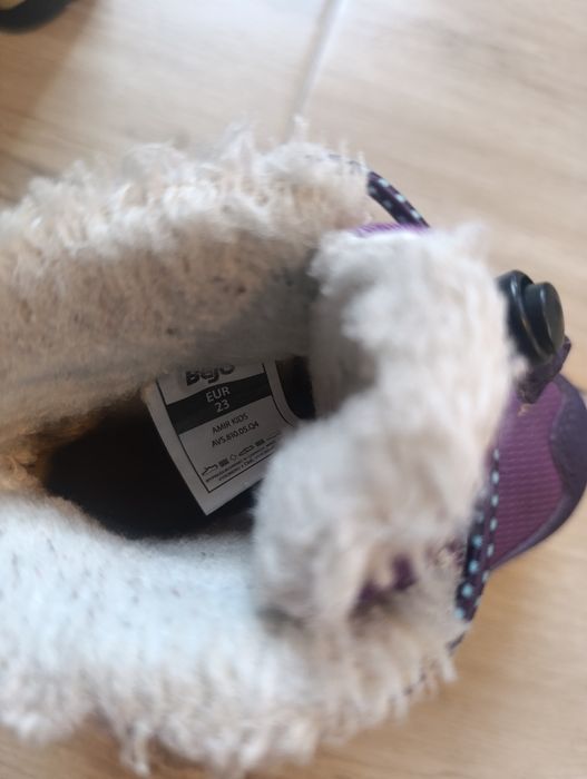 Buty zimowe, śniegowce, dziewczynka, fioletowe, wodoodporne, r. 23