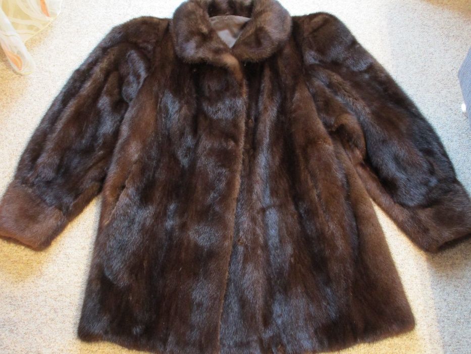 Полушубок коричневый, Норковая шуба, из натурального меха норка 52-54