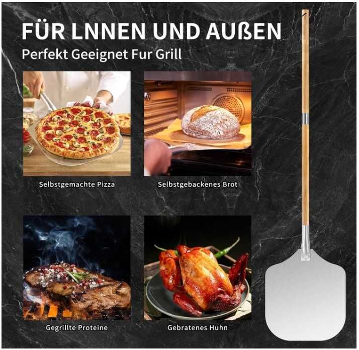 Aluminiowa łopata do pizzy 132.6 cm, drewniana rączka ANKA