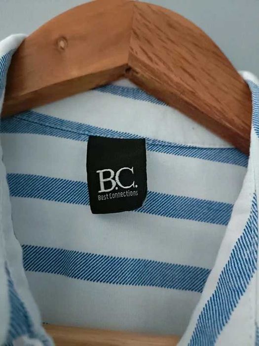Koszula damska biało niebieska w pionowe paski, Best Connections, M