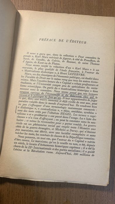 Pour Connnaire lá Pensee de Karl Marx