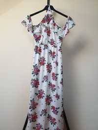 Sukienka szyfonowa z odkrytymi ramionami w kwiatowy wzór H&M
