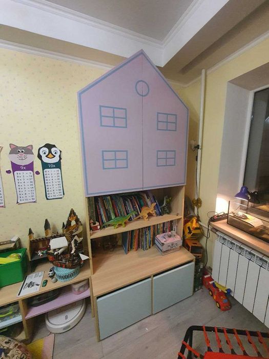 Дитяча шафа-стінка для дитячої кімнати з рундуком для іграшок