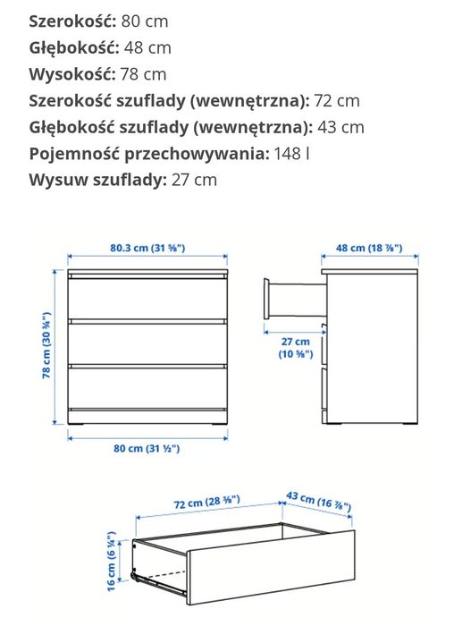 Komoda IKEA Malm ze szklanym blatem