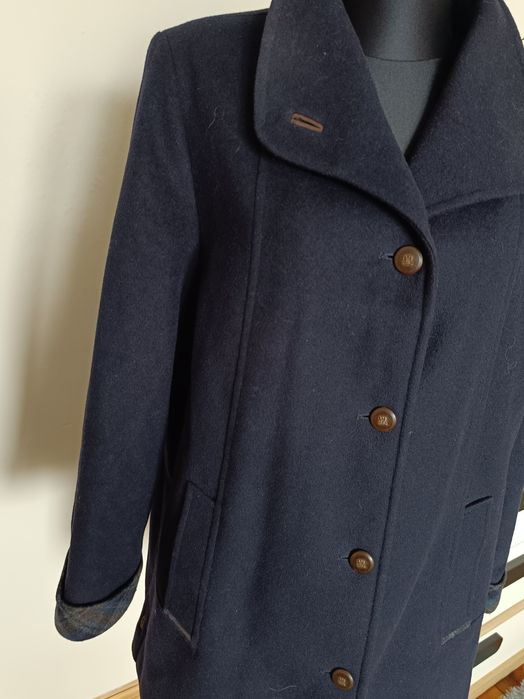 Granatowy męski płaszcz 70% wełna wool rozmiar XL