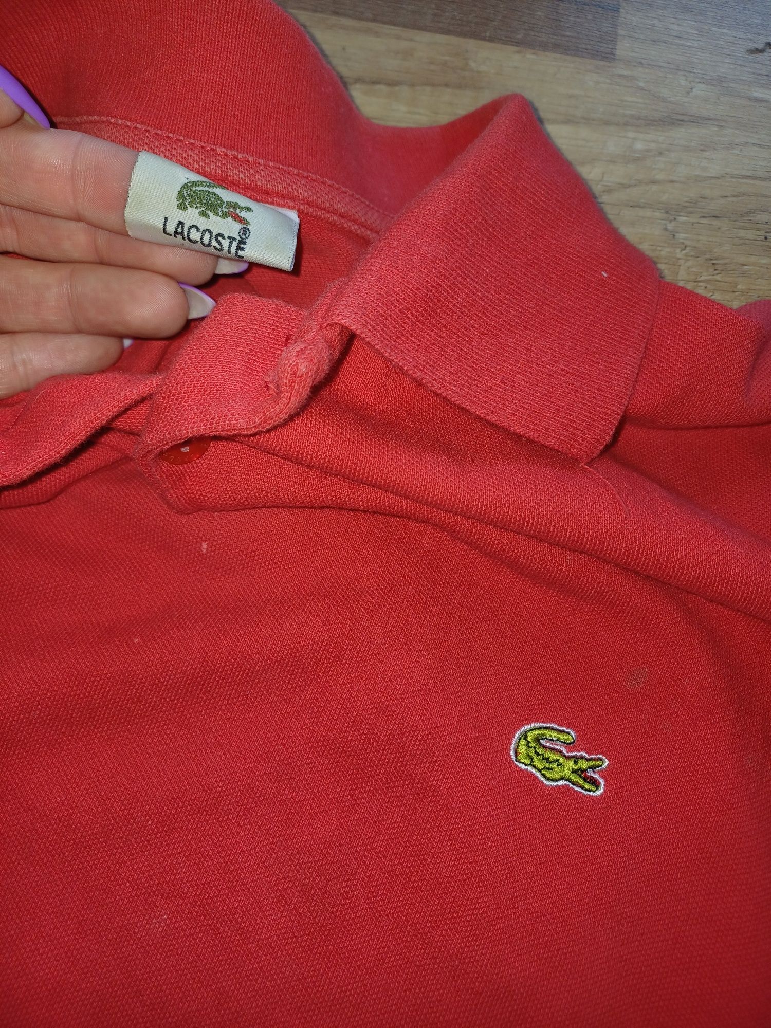 Lacoste koszulka polo L XL czerwona męska t shirt
