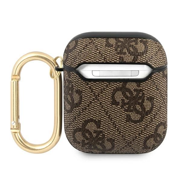 Etui Guess 4G Script Metal Collection Na Airpods 1/2 - Brązowe