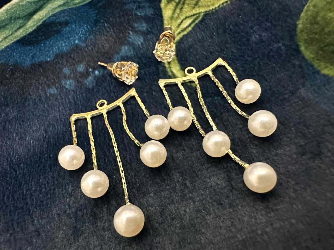 kolczyki wiszące długie perły perełki perłami perełkami pearl