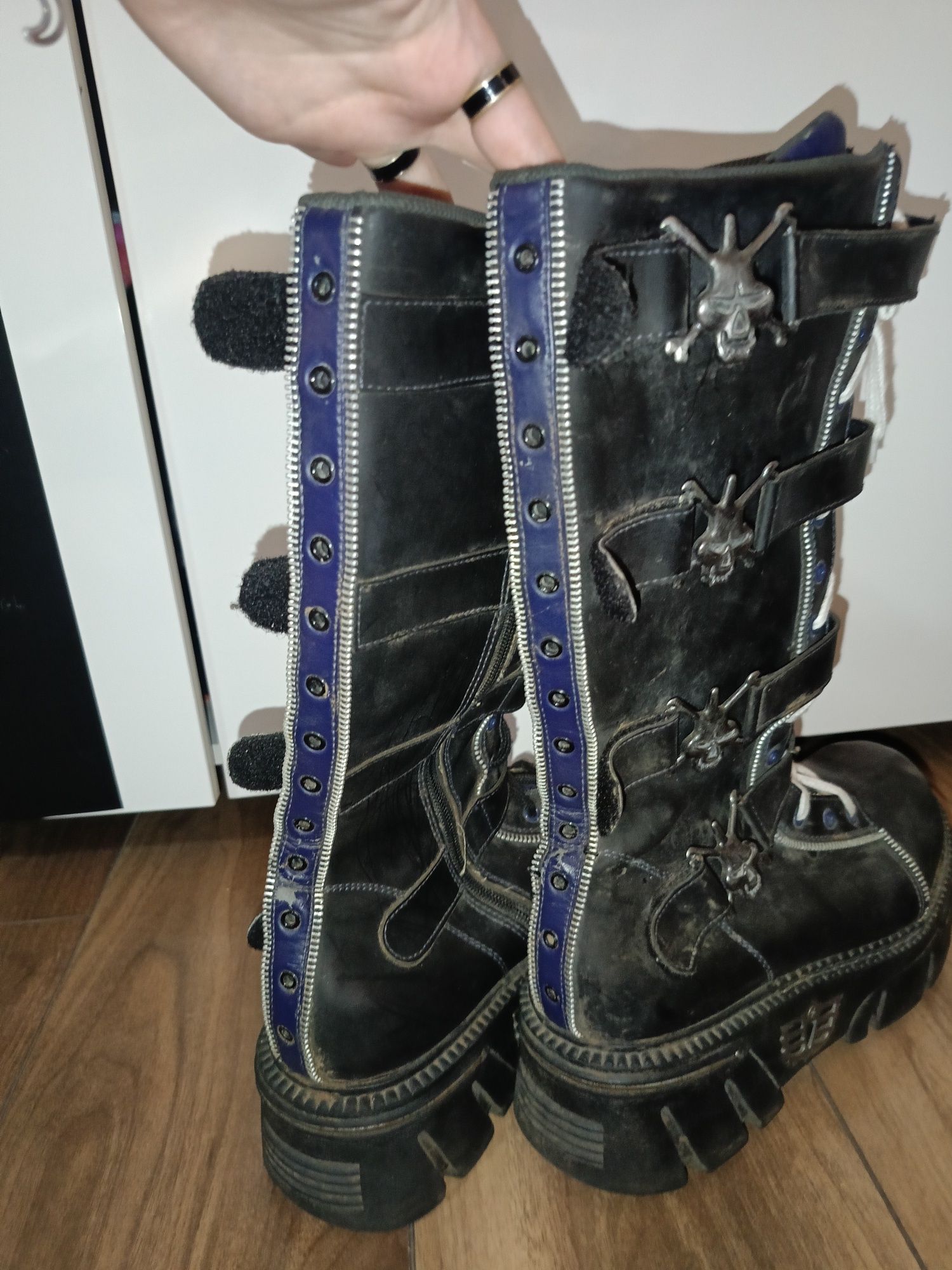 Czarne granatowe buty glany na platformie Madfish typu New Rock