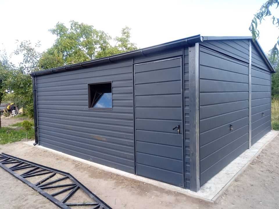 Garaż blaszany podwójny 6x5, 6x6, 6x7, 7x5 - Blaszak Antracyt  Grafit