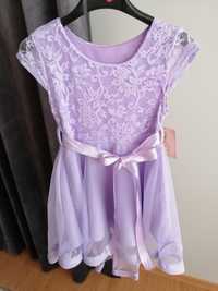 Elegancka sukienka fioletowa fiolet  110-116 ostatnie