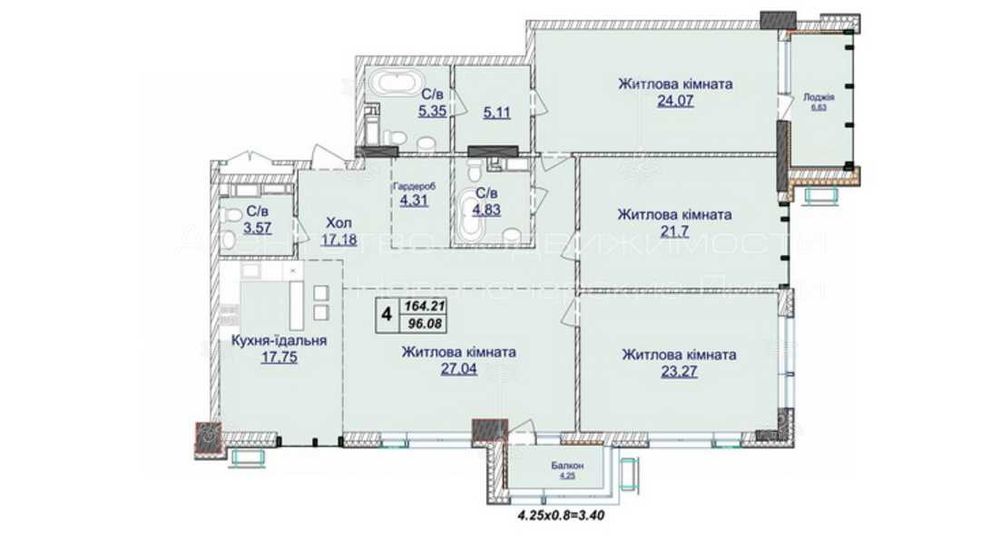 Продаж 4-к квартири А. Верхогляда  (7 очер.) , 1 (Драгомирова) 164 м2