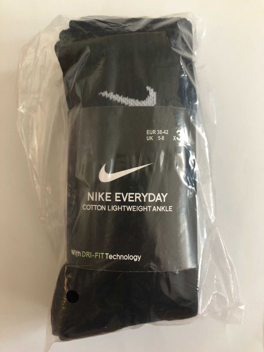 6 par skarpet Nike z czystego bawełny. Czarne, długie, Rozmiar M