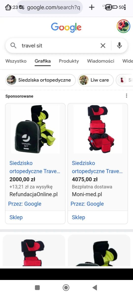 Travel sit przenośne siedzisko dla niepełnosprawnych rozmiar 1