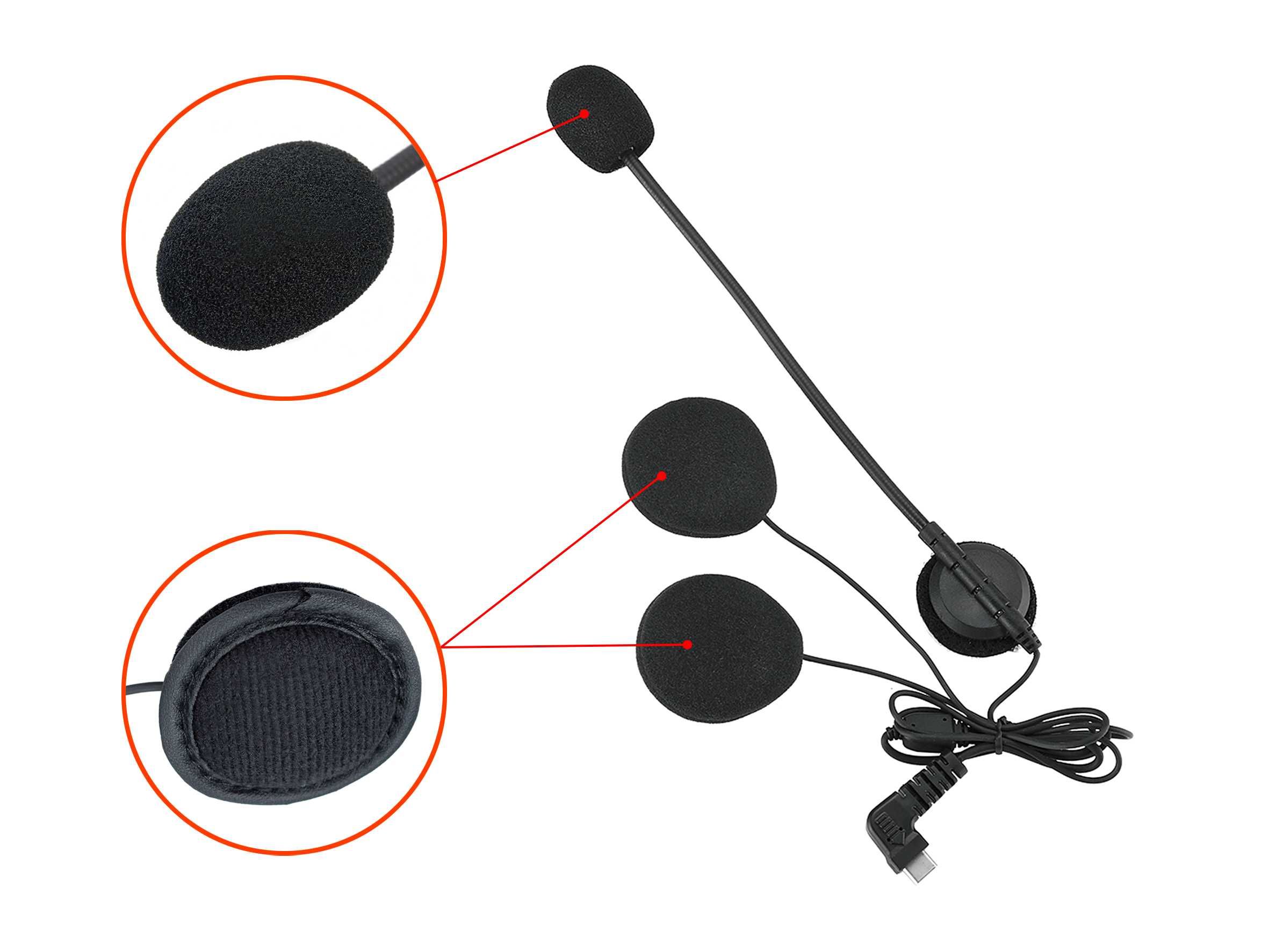 Microfone e auscultadores p/Intercomunicador BT-S1/BT-S2/BT-S3 (USB-C)