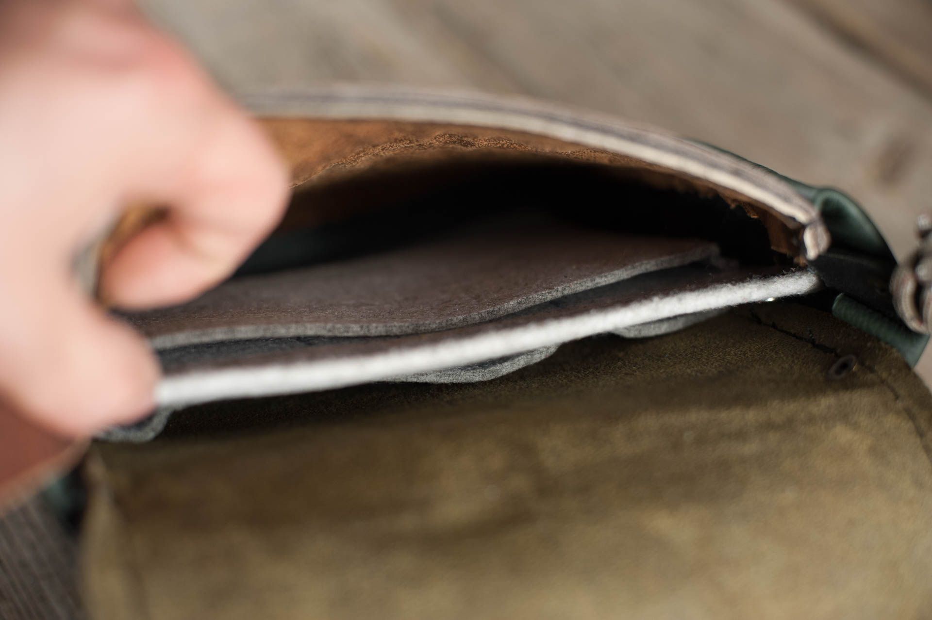 torebka zamszowy patchwork handmade leathercraft