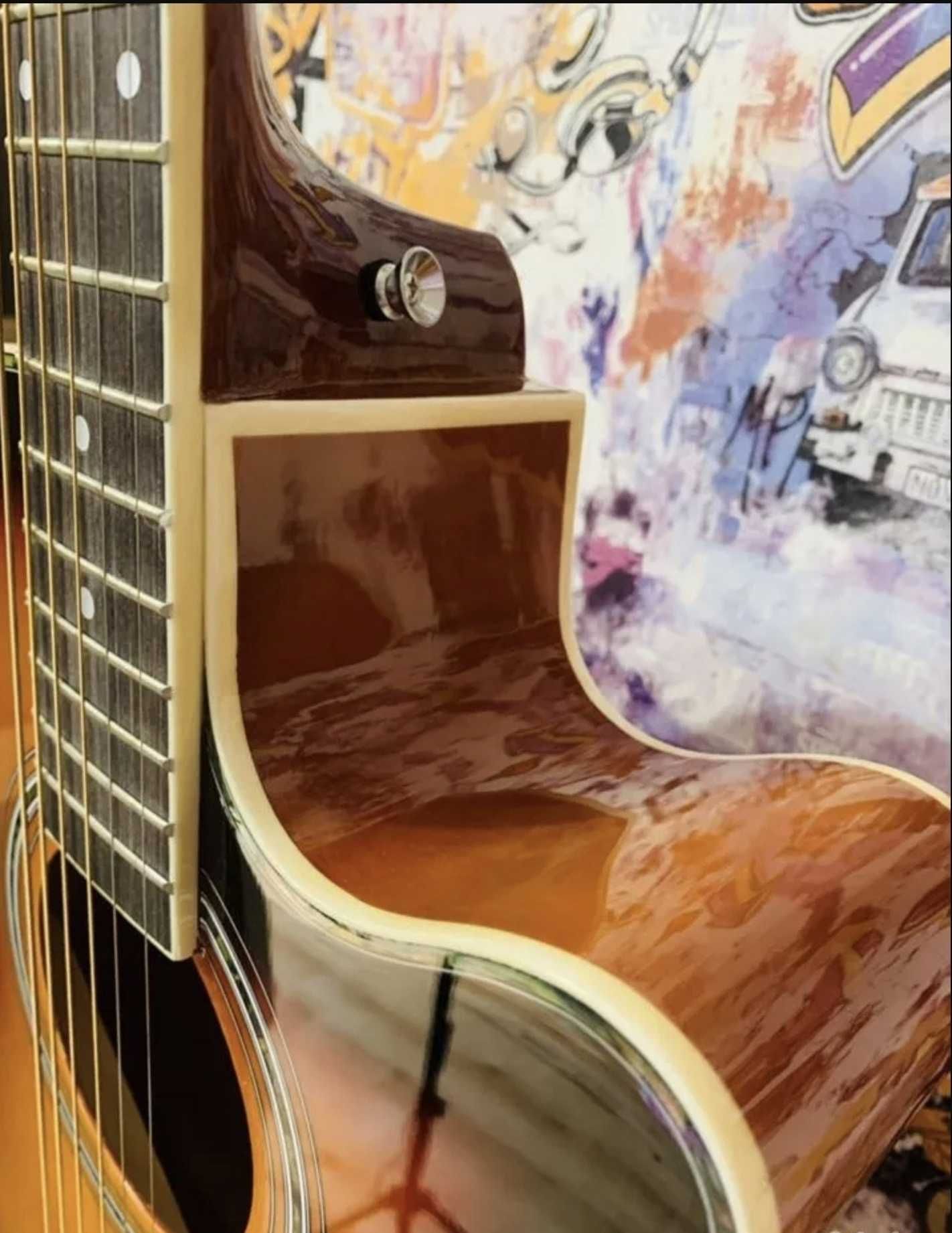 акустична гітара з вирізом 4/4 посилений гриф хромовані колки