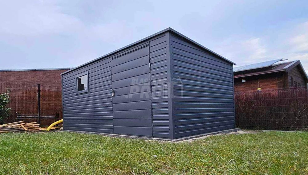 Domek Ogrodowy Schowek 6x3  okno Antracyt - dach spad w tył  GP352