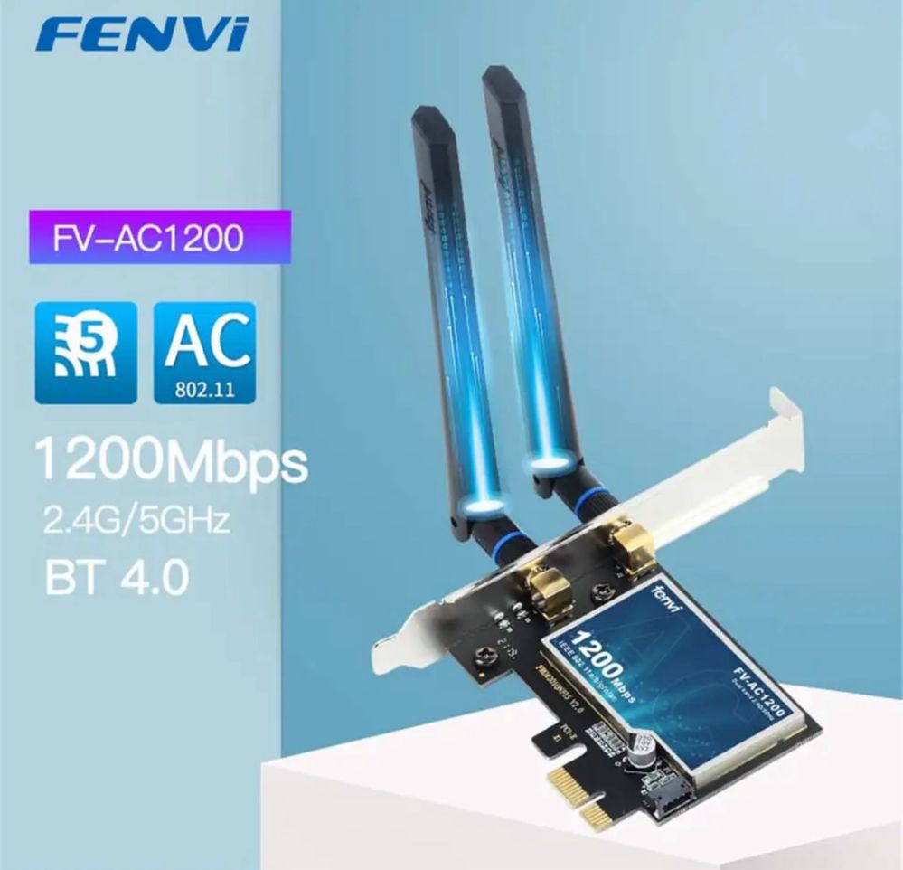 Сетевая карта Fenvi FV-AC1200 WiFi+BT, сетевая карта PCI-E Intel 7260