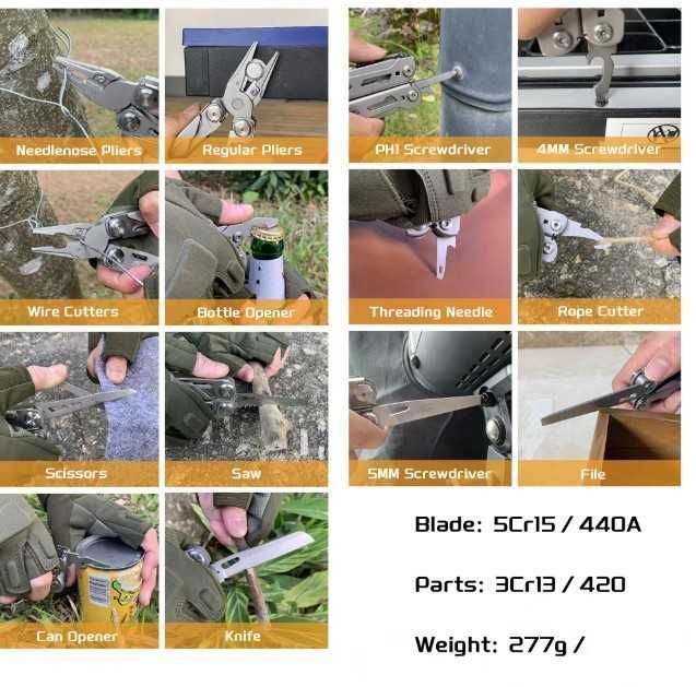 Мультитул MQ062 Silver Тактичний 17в1 + набір біт Multitool