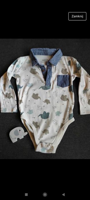 Body w słoniki z kołnierzykiem Lupilu rozmiar 80