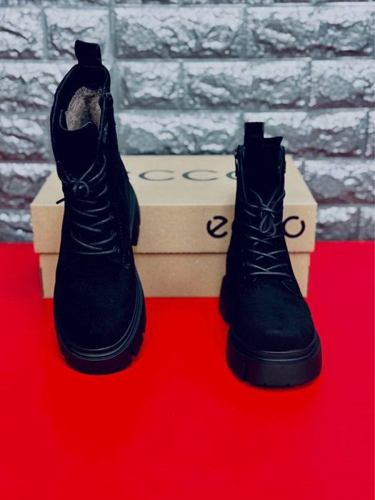 Ботинки ECCO замшевые зимние / недорогие женские ботинки купить зима