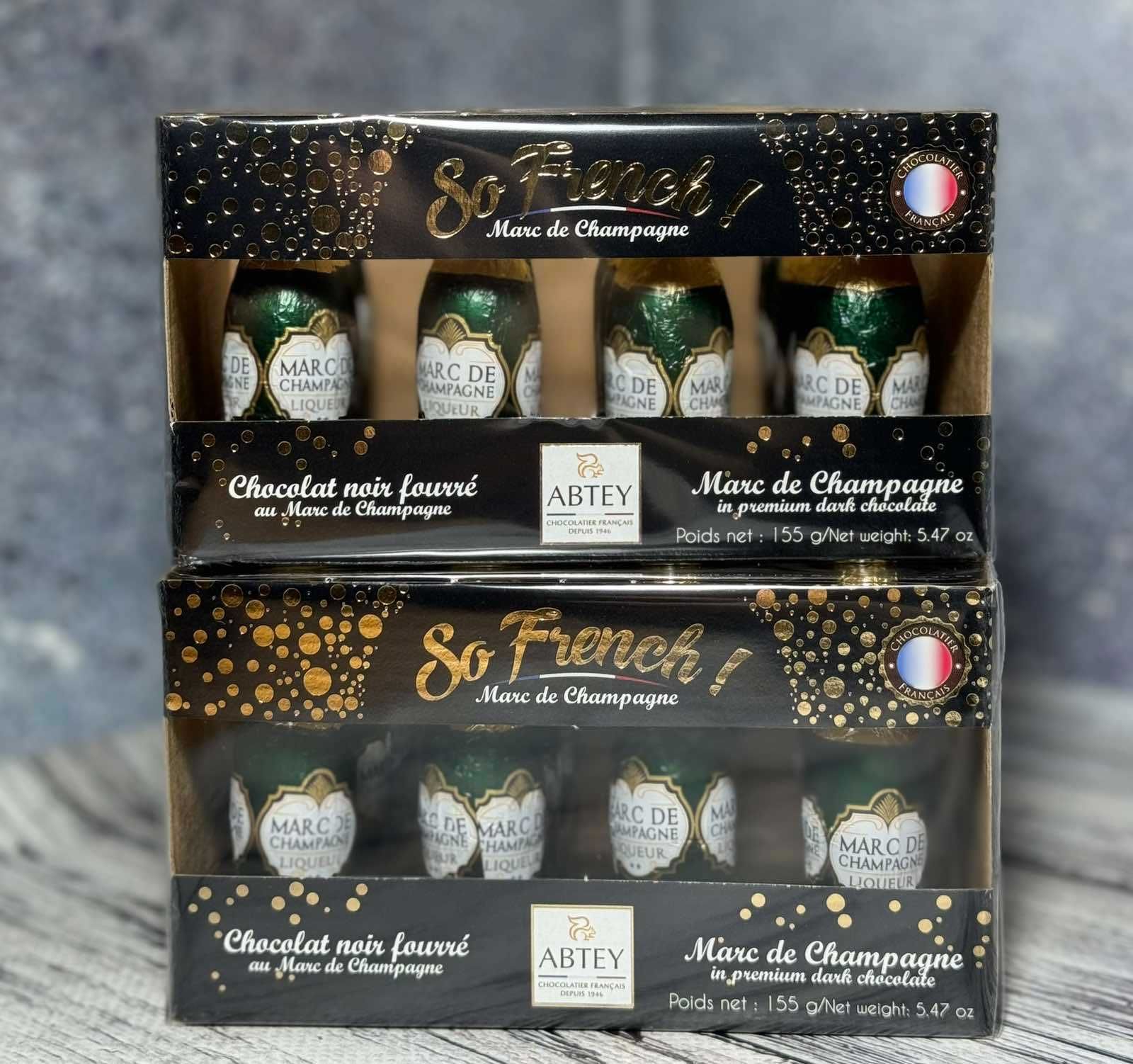 Ціну знижено! Шоколадні пляшечки Abtey So French Champagne 155 г