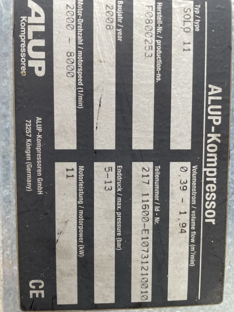 Kompresor śrubowy  Alup Solo 11