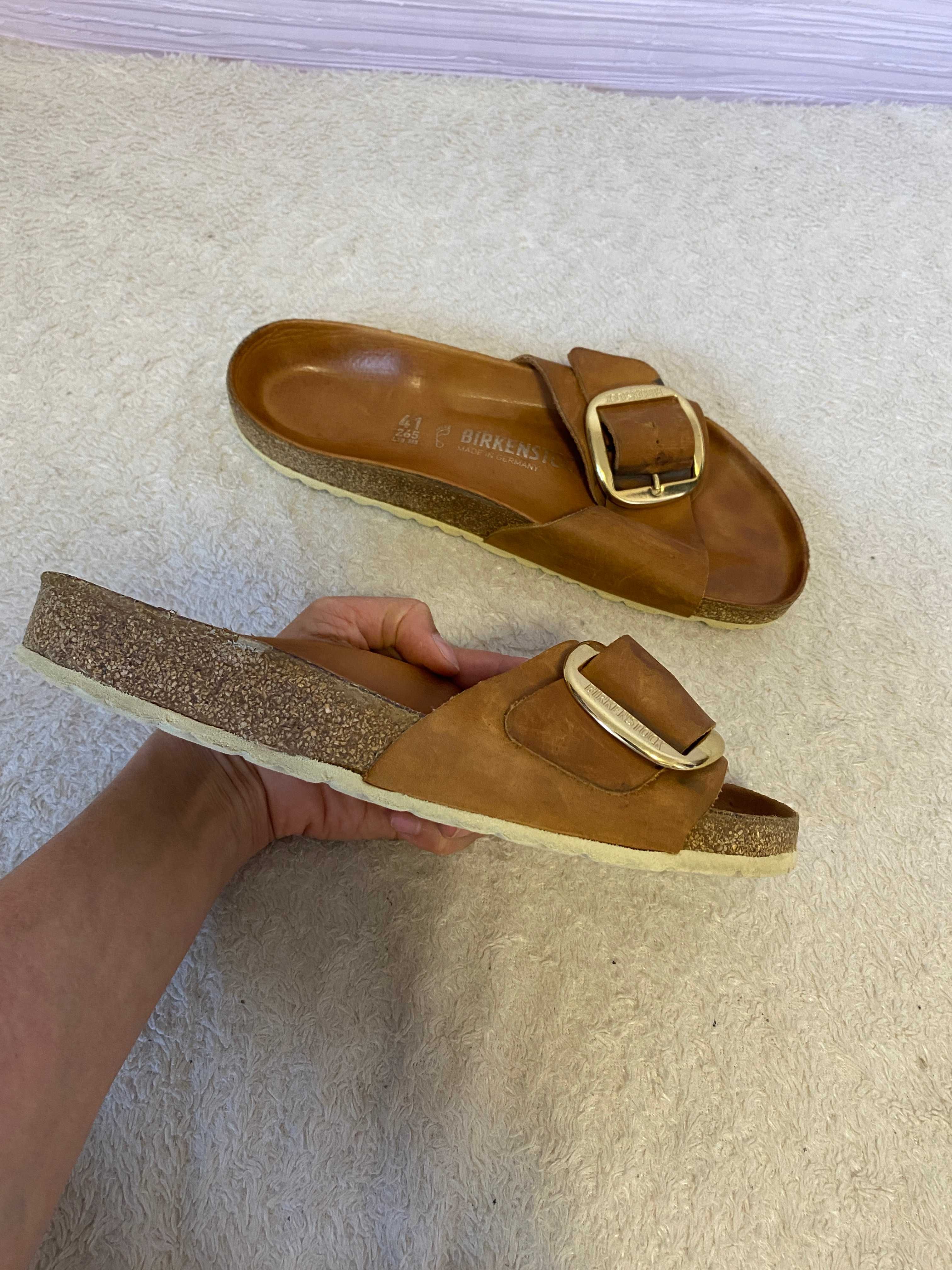 birkenstock madrid big buckle cognac шлёпки женские 41р 26,5см оригина